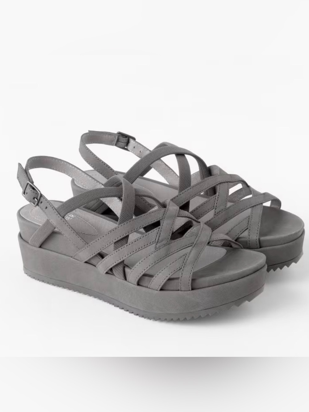 Eileen Fisher Gray Woven Strappy Platform Sandals Size 8.5